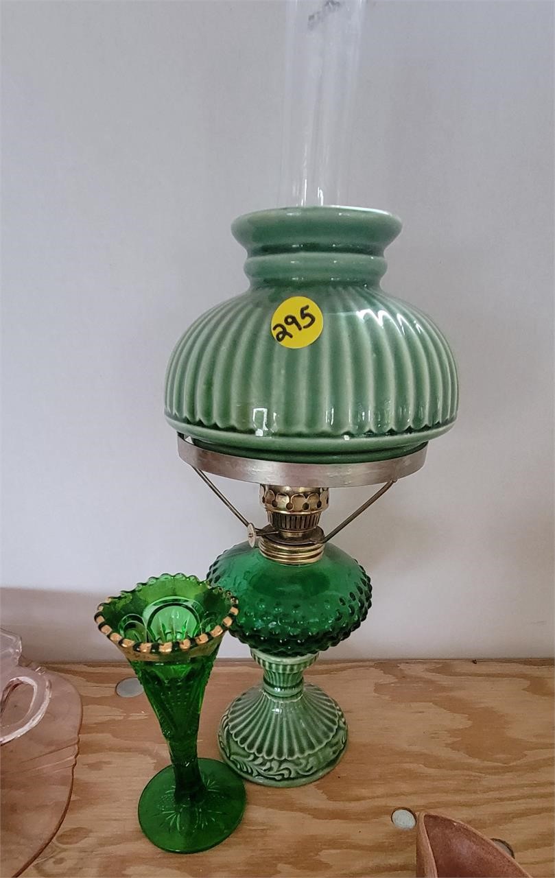 Green Lamp & Vase