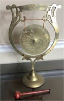 Tabletop Vintage Brass Gong w/Wood Hammer