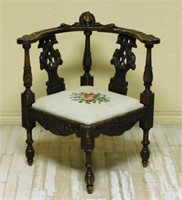 Italian Baroque Style Walnut Corner Chair.