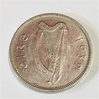 1939 Republic Of Ireland 6 Reul Coin