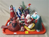 Tray Lot of Assorted Vintage & Newer Xmas Decor