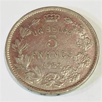 1932 Belgium 5 Franc Coin
