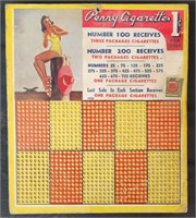 Vintage Gambling Cigarette Punch Board UNUSED!
