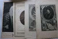 4 Large- Antique Engravings
