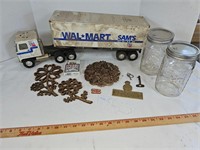Toy Walmart truck plus other miscellaneous items