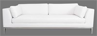 AMOS! Knoll Manner White Upholstered Chrome Sofa