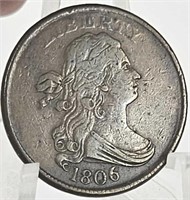 1806 U.S. Draped Bust Half Cent VF/XF