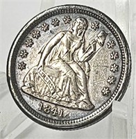 Superb 1841-P Seated Liberty Silver Dime XF/AU