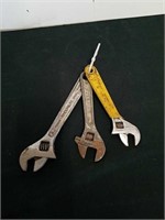 Three crescent wrenches