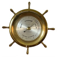 Seth Thomas Brass Ship Wheel Weather Barometer