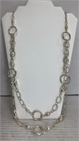 Silver Round Link 2 Tier Necklace