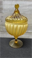Vintage Art Glass Apothecary Jar 10" Tall