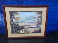 Vintage Framed Countryside Landscape Print