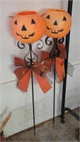 (2) Halloween Pumpkin Yard Ornaments 46" tall