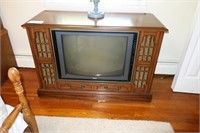 Vintage 43.5" console with 25" RCA  television,