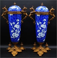 Antique Porcelain & Ormolu Mount Cassolettes