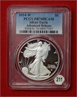 2024 W American Eagle PCGS PR70DCAM 1 Oz Silver