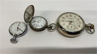 (3) pocket watches: AWC Waltham 40220, Hammond W
