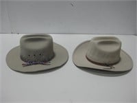 Two Western Cowboy Hats Pictured Assorted Sizes