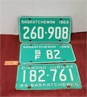3 Vintage 1965 and 1969 License Plates