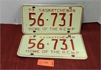 2 Vintage 1973 License Plates