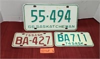 3 Vintage License Plates