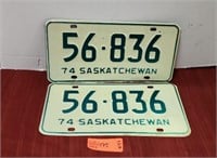2 Vintage 1974 License Plates