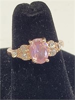 Fancy Cocktail Ring Pink Sapphire CZ Stones