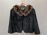 Vintage Shearling Jacket With Rabbit Fur Collar
