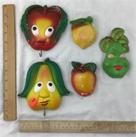 5pc Ceramic Fruit Plaques