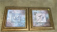 Framed wall art, birds, lots of two items,