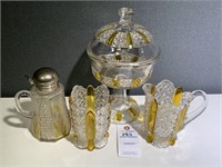 VTG Clear & Yellow Depression Glassware