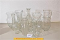Large Group of Clear Glass Vases