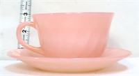 Vintage Fire King pink cup & saucer set