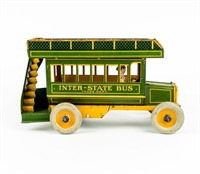 Rare 1930’s Tin Litho Toy Strauss Inter-State Bus