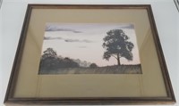 Art Painting of Landscape Tree Scene Signed SB