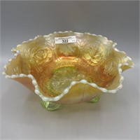 Fenton 8" vaseline opal Dragon & Lotus footed