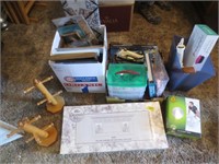 Iron, ball, picture frames, wall board, misc.