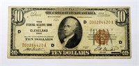 1929 $10 NATIONAL CURRENCY "CLEVELAND"