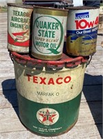 Texaco Bucket & Full Oil Cans