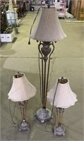 (Q) 2 Table Lamps 35in h and Floor Lamp 61in h,