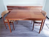 TEAK DINING TABLE + 2 - DINING CHAIRS