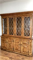 China hutch cabinet with leaded glass panes, top