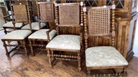 6 Spanish influence style dining chairs, wicker