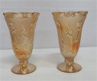 2 Jeanette Iris & Herringbone Marigold Vases