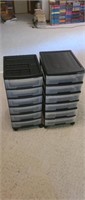2 plastic mini chest 6 drawer rolling storage