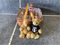 Longaberger Basket with TY Teddy Bears
