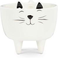 Abbott Collection Home Small Cat Planter, White
