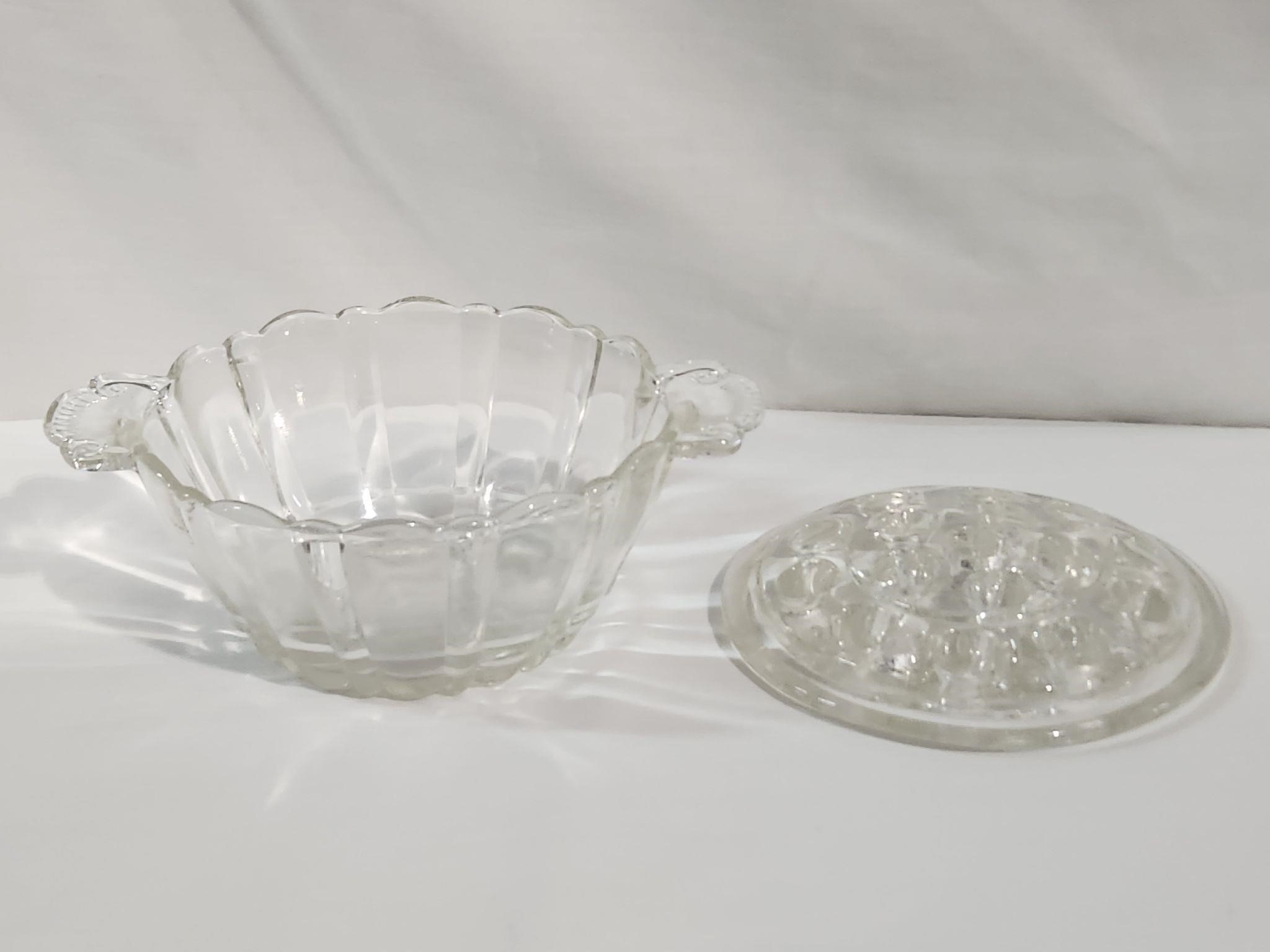 Pretty Glass Bowl & Flower Frog