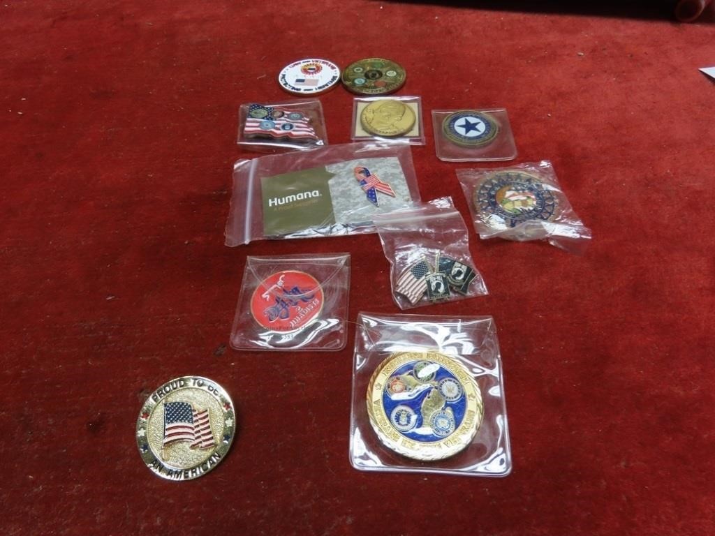 Military Challenge coins & pins.